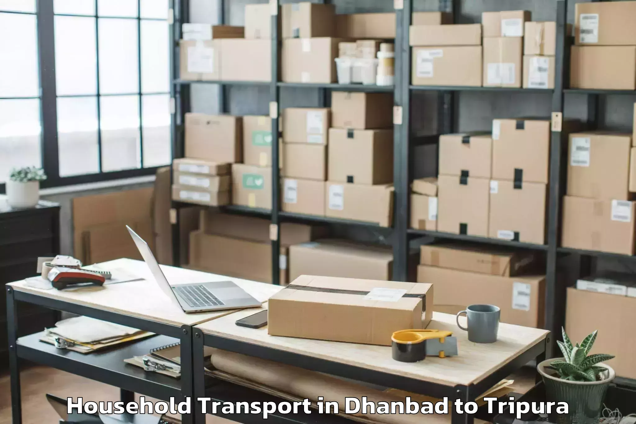 Top Dhanbad to Santirbazar Household Transport Available